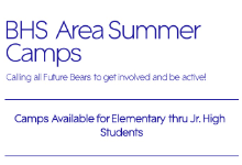 BHS Area Summer Camps for elementary to junior high students